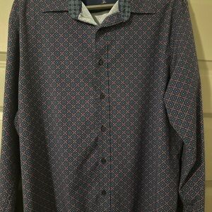 Men's Navy Patterned Long-Sleeve Shirt